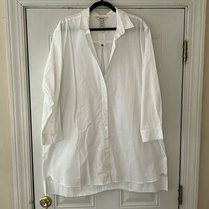 Spanx White Poplin Shirt Dress